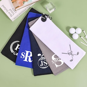 Geborduurde golfhanddoek, gepersonaliseerde golfhanddoek met magnetische zuignap, golfhanddoek met monogram, aangepaste golfhanddoek, golfhanddoekcadeau