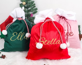 Christmas Santa Sack, Personalised Velvet Santa Sack, Christmas Gift Bag for Kids and Adults and pet,Holiday Gift Bag,xmas gift sack