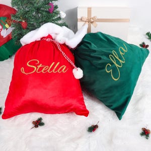 Large Santa Sack Bags,Velvet Christmas Sack with Name,Personalized Christmas Gift Bags,Holiday gift bag,Santa Bag,Gift for Kids