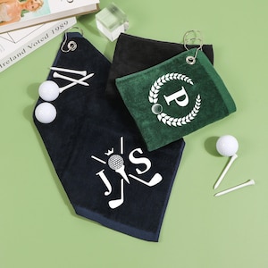 Personalised Golf Towel, Embroidered Cotton Golf Towel,Embroidered Golfing Accessory, Perfect Golf Gift for Golf Lovers