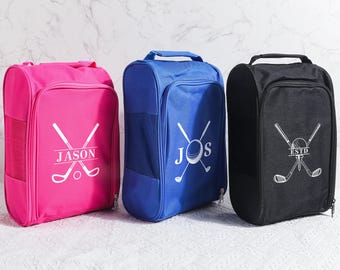 Custom Name Golf Shoe Bag Gift for Dad, Gift for Golfers, Monogrammed Canvas Shoe Caddy Bag, Personalized Golf Lover Gift Ideas