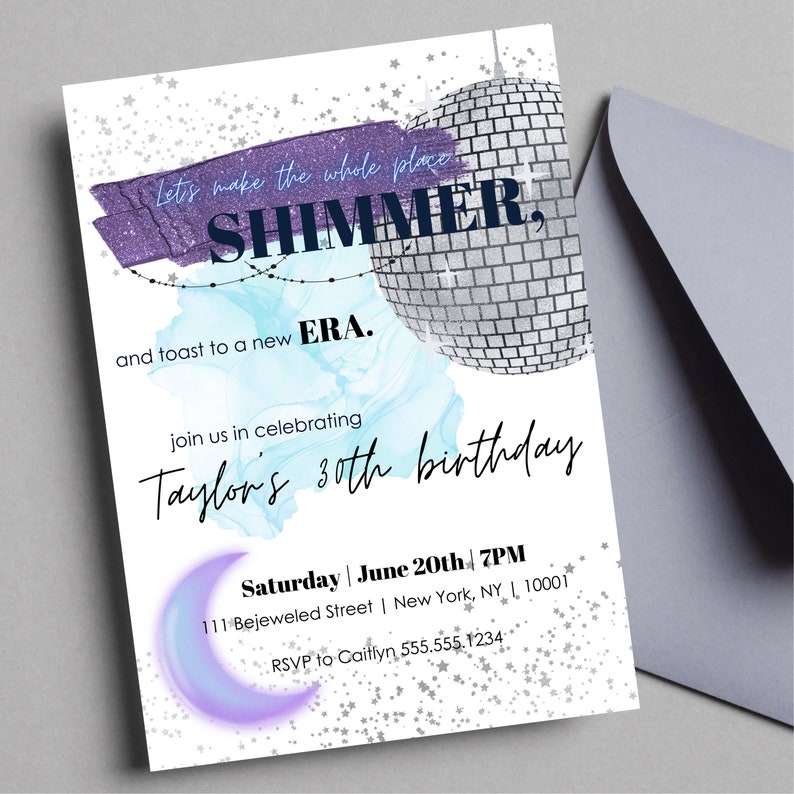 Taylor Swift Bejeweled Theme Birthday Invitation, Selfeditable Taylor Swift Bejeweled Theme Birthday Invitation, Selfeditable