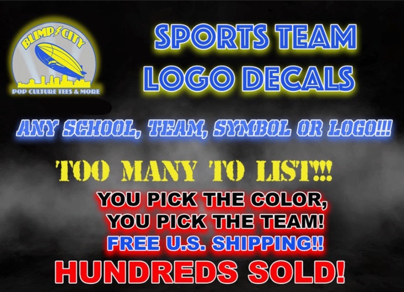 Sports Team Decals Any Logo Any Symbol Any Team Any Etsy