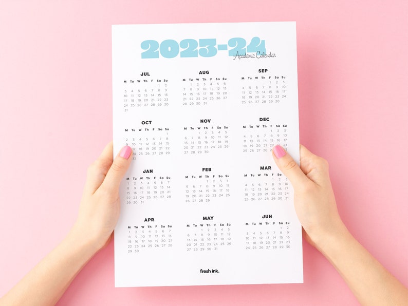 20232024 MidYear School Calendar July 2023 through June Etsy Italia