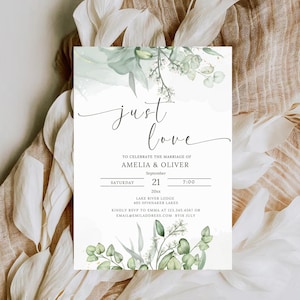 Nothing Fancy Just Love Invitation, Elopement Reception Invite, Minimalist Elopement Announcement Card, Modern Reception Invite WEDDING -N3