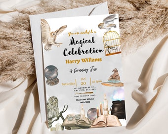 Editable Magical Wizard Birthday Party Invitation, Magical Birthday Party Invite, Magic School Wizardry Birthday Party Instant Download