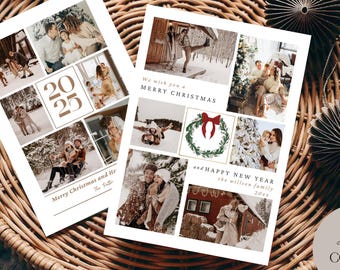 Editable Christmas Photo Card Template/Year In Review Printable Holiday Card,/Instant Download /Customizable Family Holiday card-001