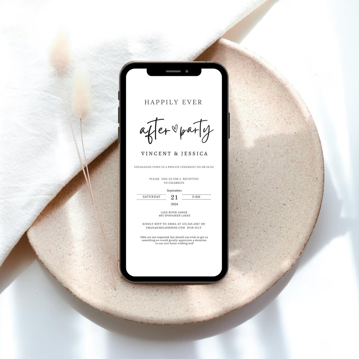 Electronic Wedding Reception Invitation Template, Modern Reception ...