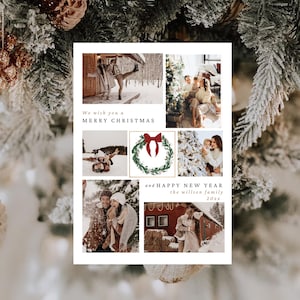 Editable Christmas Photo Card Template/Year In Review Printable Holiday Card,/Instant Download /Customizable Family Holiday card-001