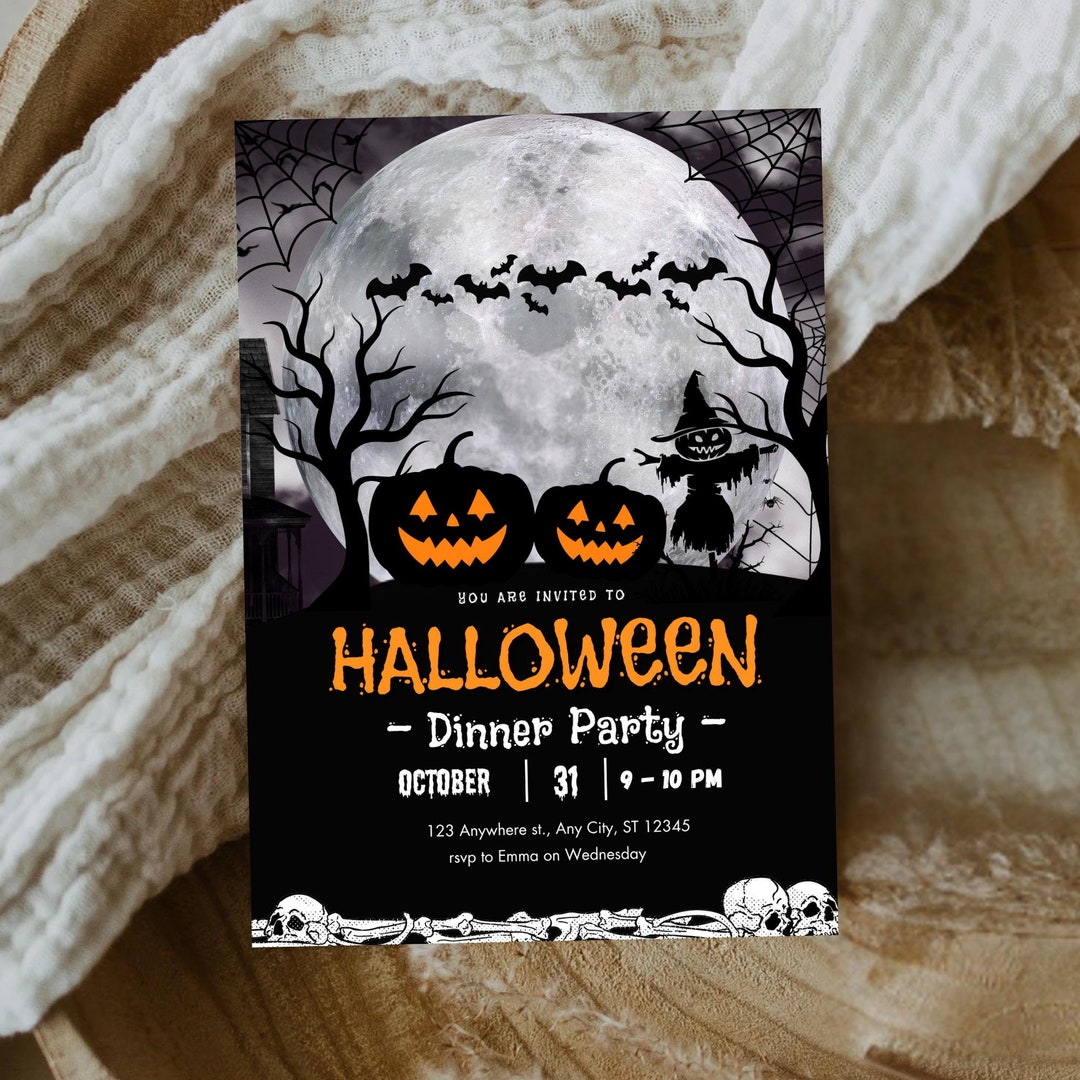 EDITABLE Halloween Party Invitation, Ghost Invitations, Halloween ...