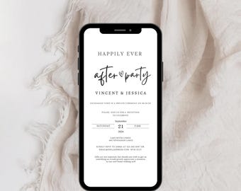 Electronic Wedding Reception Invitation Template, Modern Reception Evite, Digital Reception Invite, Wedding Announcement WEDDING REC-001