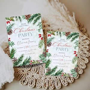 Editable Christmas Party Invitation, Christmas Party Invitation, Party Announcement, Printable Template, Christmas Invitation Download