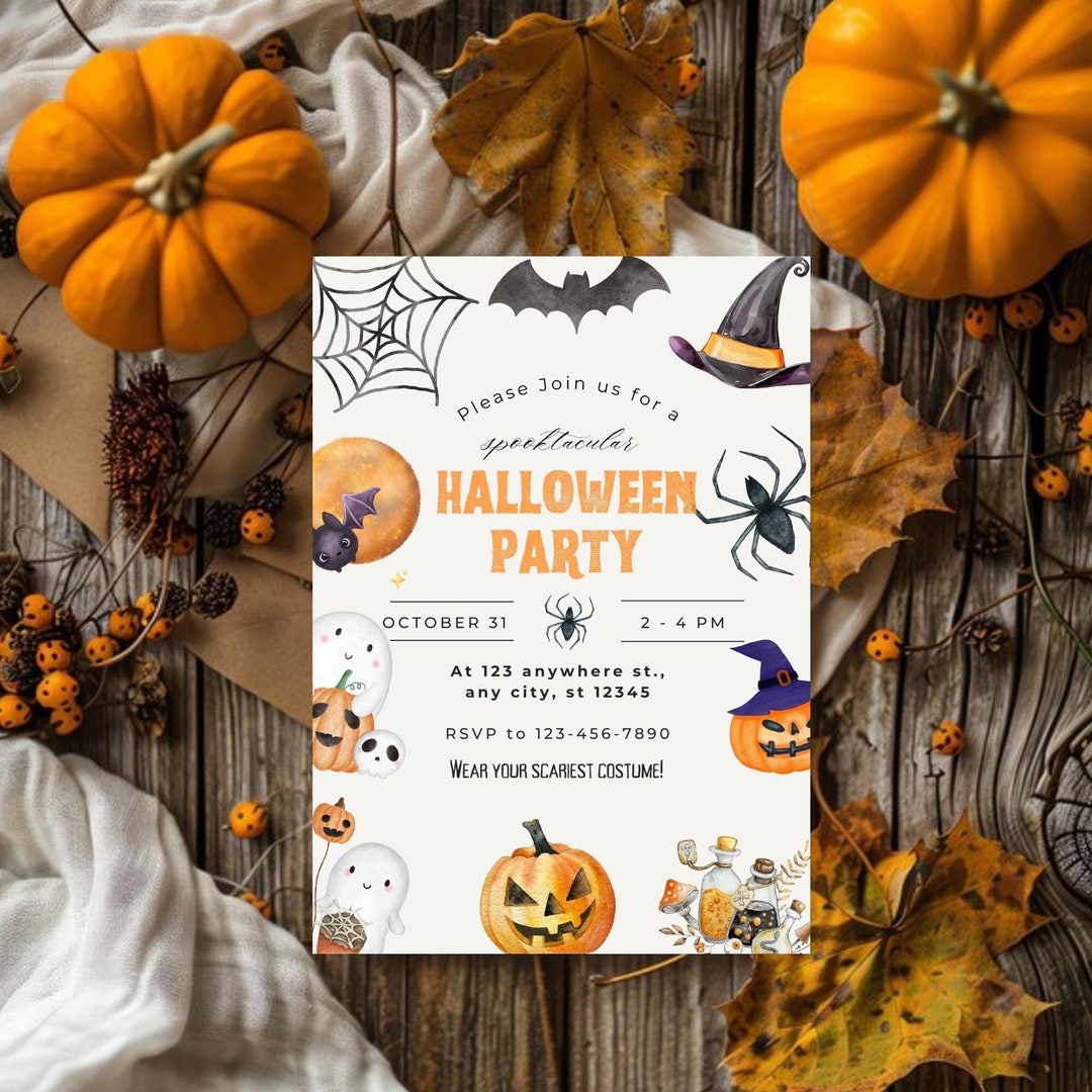 EDITABLE Halloween Party Invitation, Ghost Invitations, Halloween ...