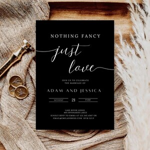 Nothing Fancy Just Love Invitation,Elopement Reception Invite, Minimalist Elopement Announcement Card, Modern Reception Invite WEDDING -003