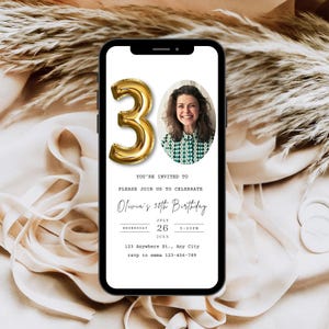 30th Birthday Party Invitation evite, Digital 30th Birthday Invitation, Digital 30th Invitation, Editable 30th Birthday Party Evite