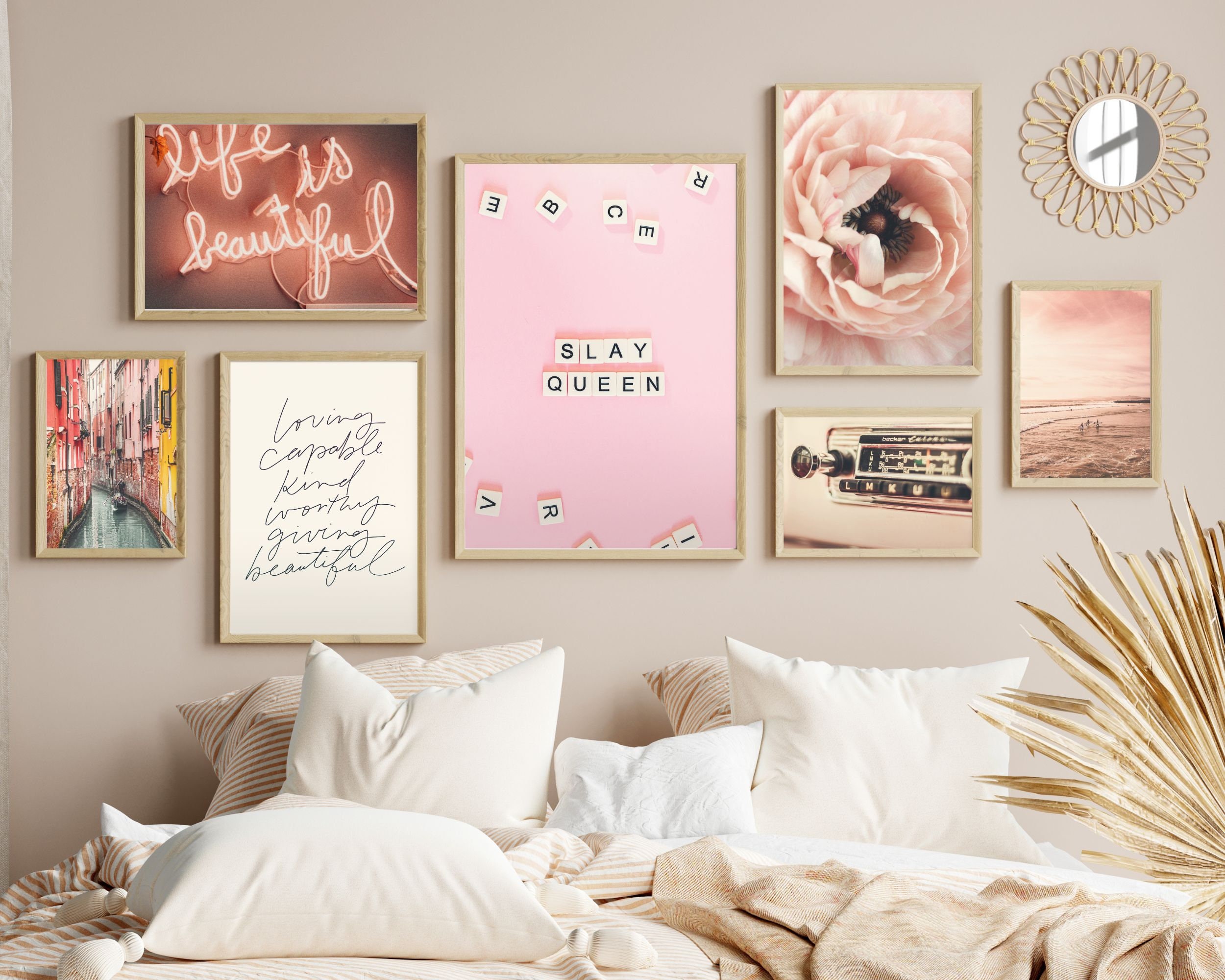12 Set of Nature Pink and Green Prints, Girl Bedroom Printable Wall Art, Teen  Girl Wall Decor Set, Natural Prints Bundle, Collage Print Set 