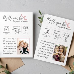 Brautjungfer Trauzeugin Karten zum Herunterladen, personalisierte Karten für Hochzeitsfeier, Hochzeitskarten der besten Freunde, Hochzeitskarten auf Bestellung