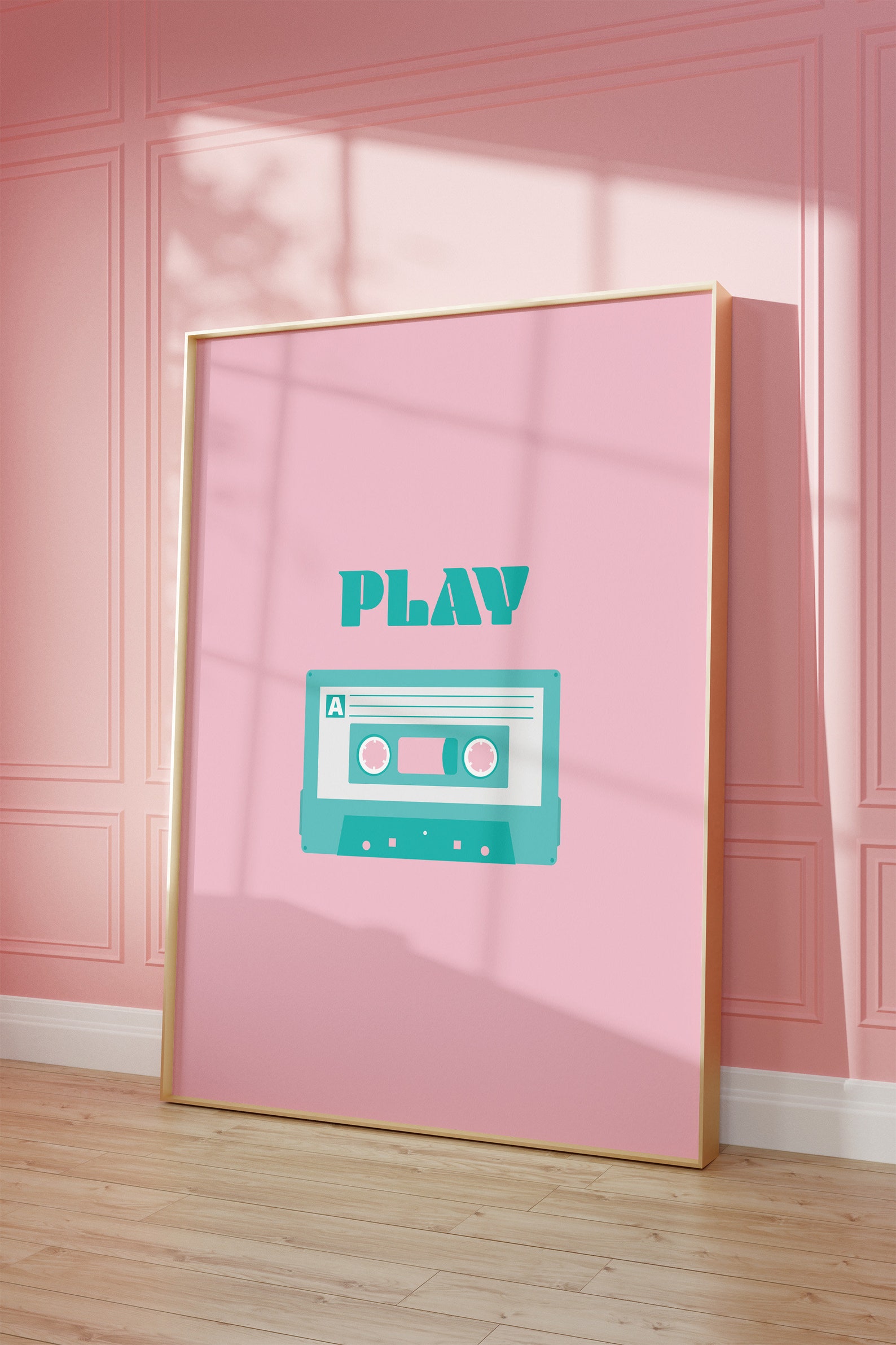 Cassette Tape Wall Art, Play Music Quote, Retro Poster, Digital