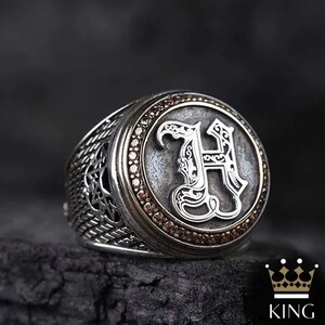 Custom Men's Ring,Letter Oval Ring for Men,Letter Pattern Men's Ring,Personalized Men's Ring,Valentine Gift Men's Ring,Men's Engagement Ring