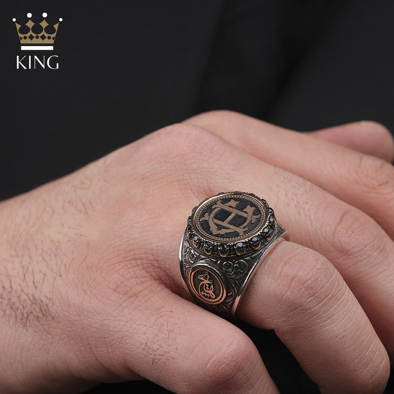 Custom Men's Ringletter Oval Ring for Menletter Pattern Etsy