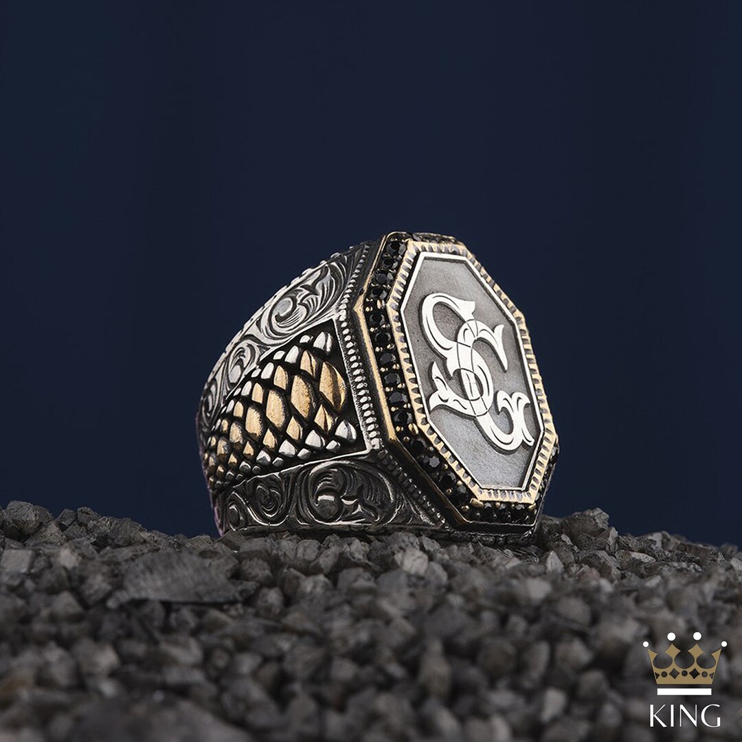 Custom Men's Ringletter Oval Ring for Menletter Pattern Etsy