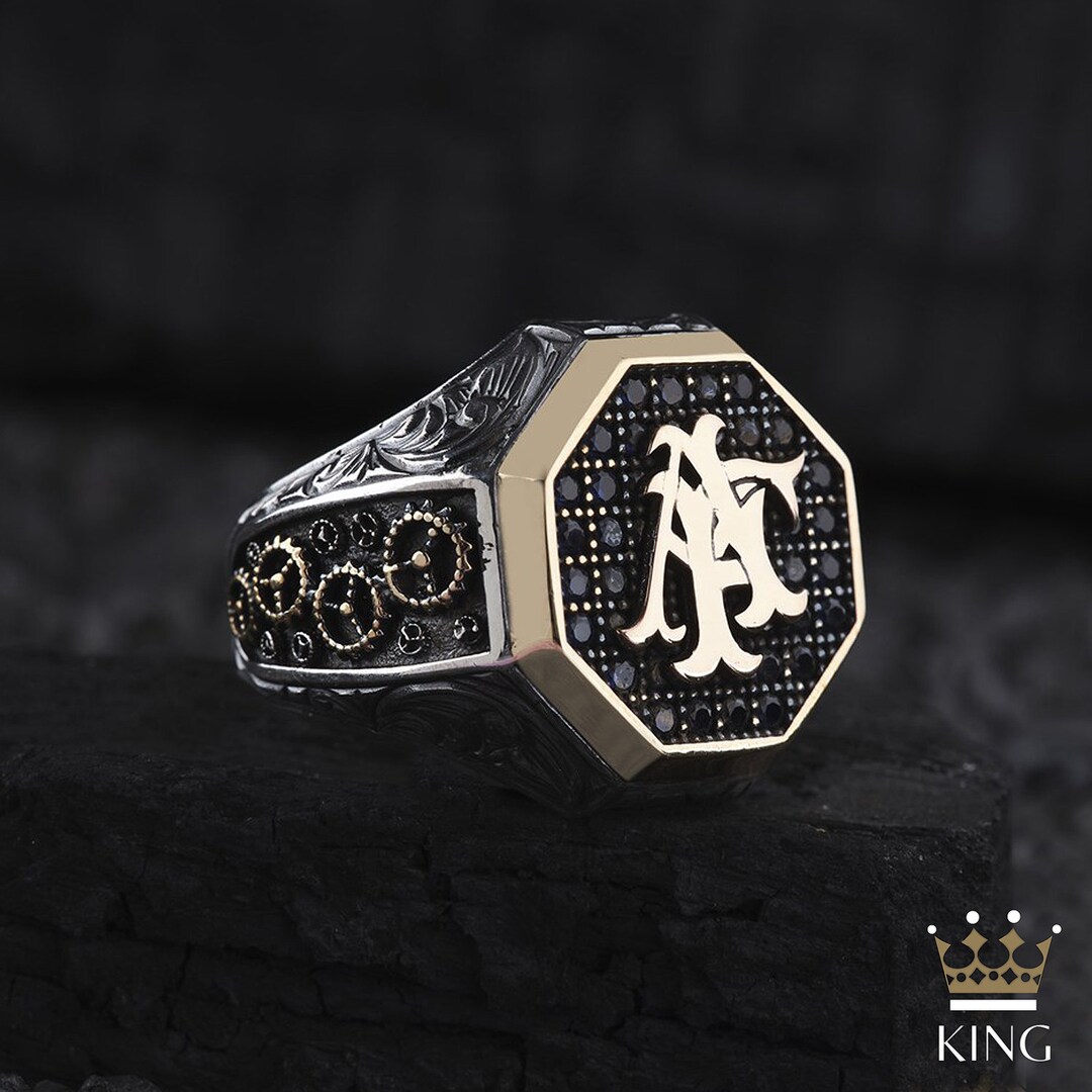 Custom Men's Ringletter Oval Ring for Menletter Pattern Etsy