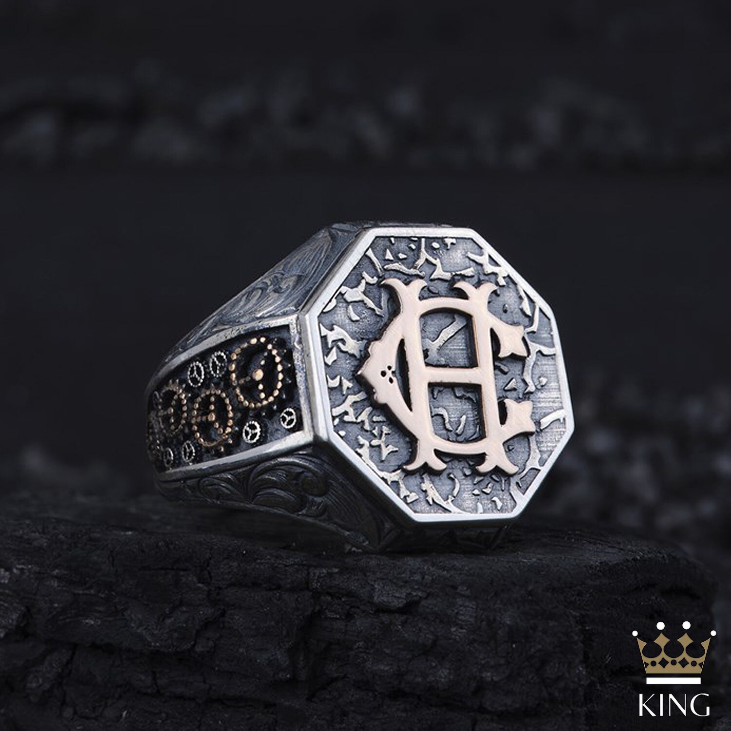 Custom Men's Ringletter Oval Ring for Menletter Pattern Etsy