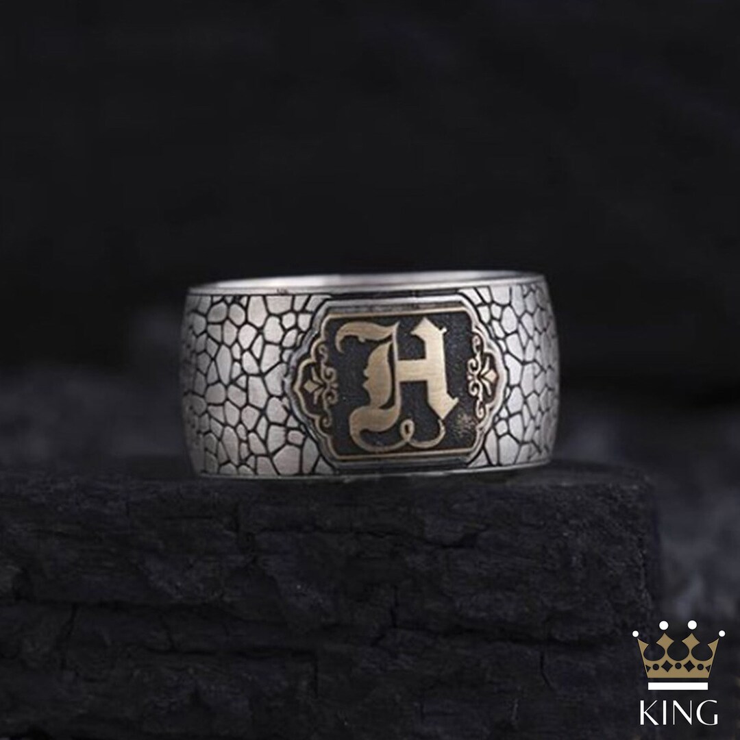 Custom Men's Ringletter Oval Ring for Menletter Pattern Etsy