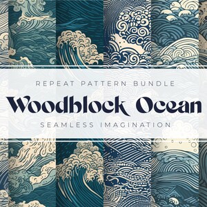 Woodblock Ocean - 6 Premium Seamless Patterns