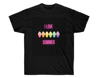 Camiseta preta unissex eu amo o verão