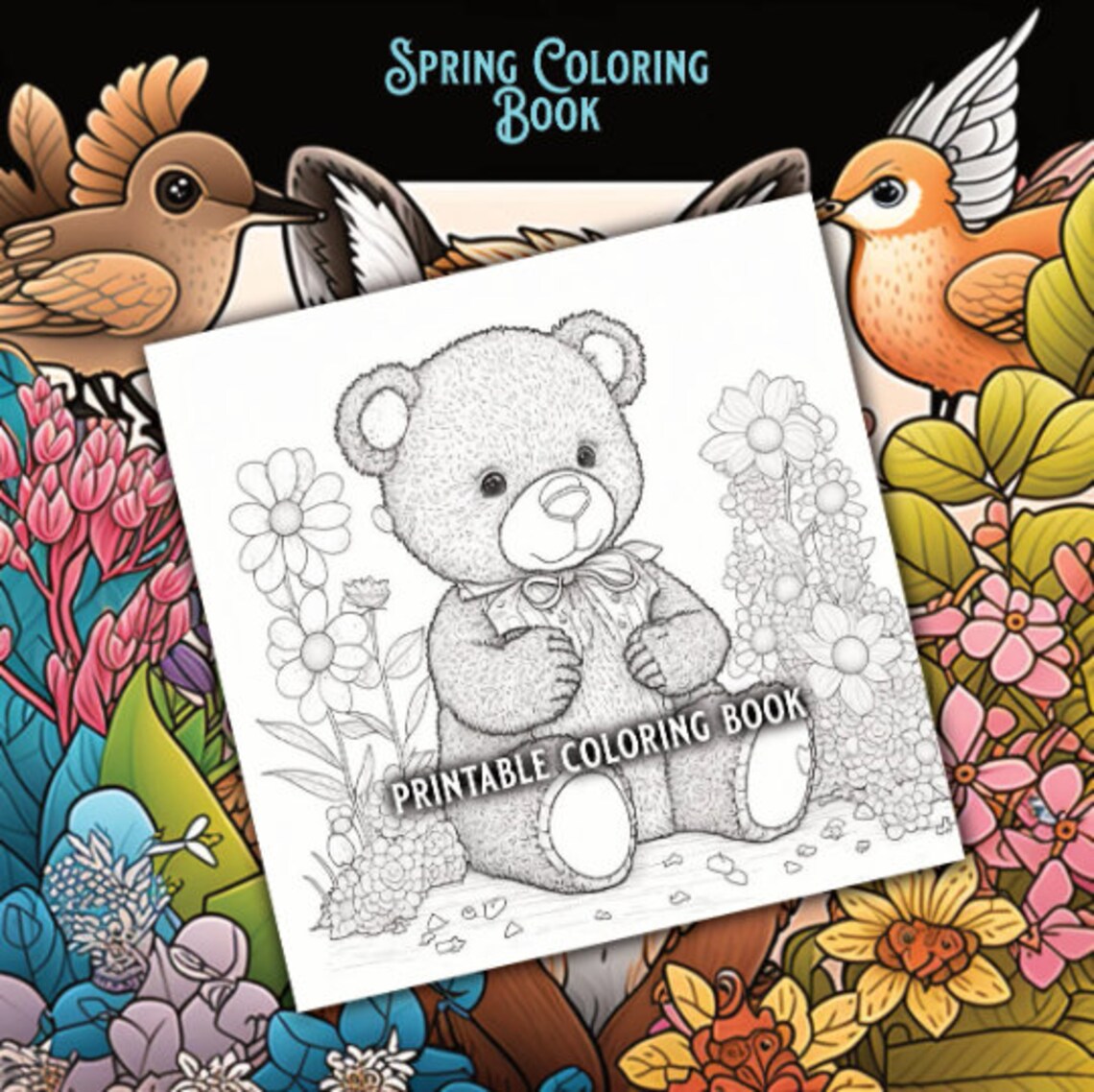 Printable Spring Coloring Book PDF Format | 24 Pages of Adorable ...