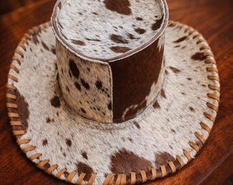 Cowhide Cowboy Hat Genuine Hair on Hide Western Hat Handmade Spotted Cow skin Hat  Custom Cowboy hat Rodeo Lovers Horse Riding Hat