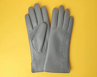 Fur Lined Leather Gloves Handmade Winter Gloves Elegant Warm Leather Gloves  Luxury Gloves