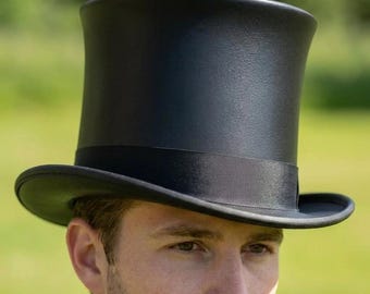 Black Victorian Top Hat: Silk-Style Formal, Gothic, Steampunk Accessory Formal Groom Wedding Hat