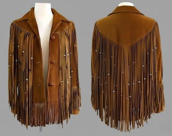 Damska kurtka skórzana w stylu vintage z frędzlami, zamszowa, koralikowa, damska kurtka skórzana w stylu kowbojskim, kurtka w stylu western, kurtka zamszowa