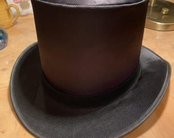 Handmade Black Silk Top Hat Victorian Steampunk Cosplay Hat