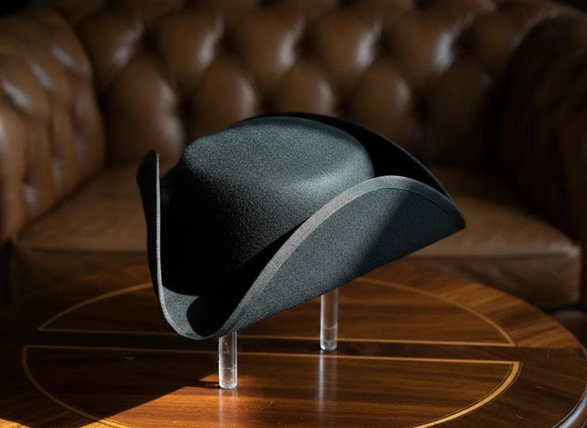 Cappello a trcorno con bordo dorato