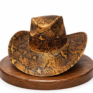 Snake Embossed Leather Cowboy Hat Western Rodeo Headwear Outlaw Biker Costume Holiday Gift for Him Festival Party Outfit Rodeo Apparel