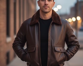 Handmade Sheepskin Bomber Leather Flight Jacket | Unisex Style
