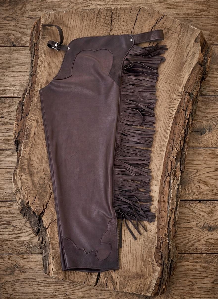 Native Chaps Handmade Dark Brown Native American Cowgirl Style Leather Chaps Pants ...