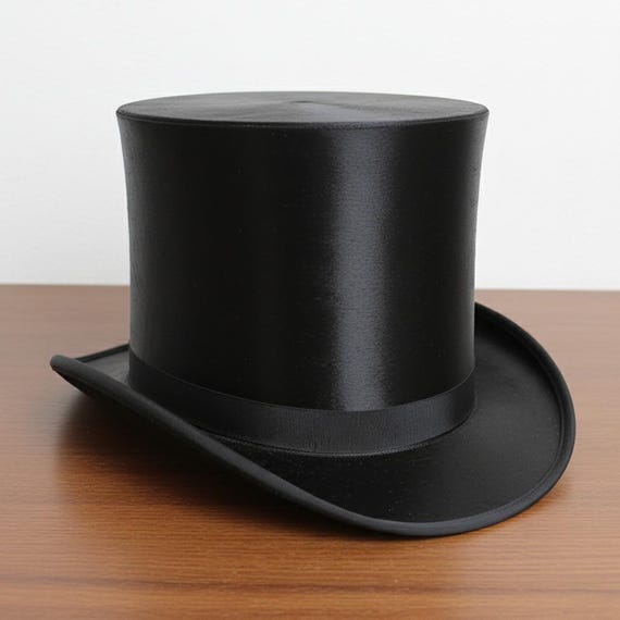 Handmade Black Silk Top Hat Victorian Steampunk Cosplay Hat Formal Wedding Costume Holiday Gift for Him Halloween Cosplay Party Outfit