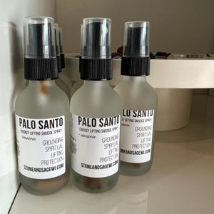 Palo Santo Smudge Spray with Obsidian | Grounding & Energy Lifting Room Mist | Spiritual Cleansing Aromatherapy Spray