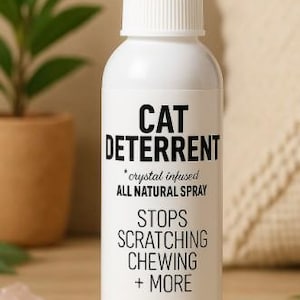 Crystal Infused Cat Deterrent Spray – All Natural Pet Safe Formula – Stops Scratching, Chewing & Marking – Furniture Home Protection