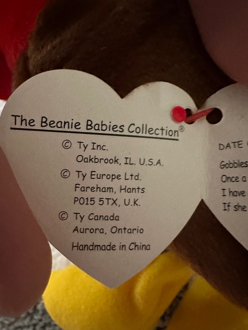 VERY RARE gobbles TY Beanie Baby With Errors Etsy