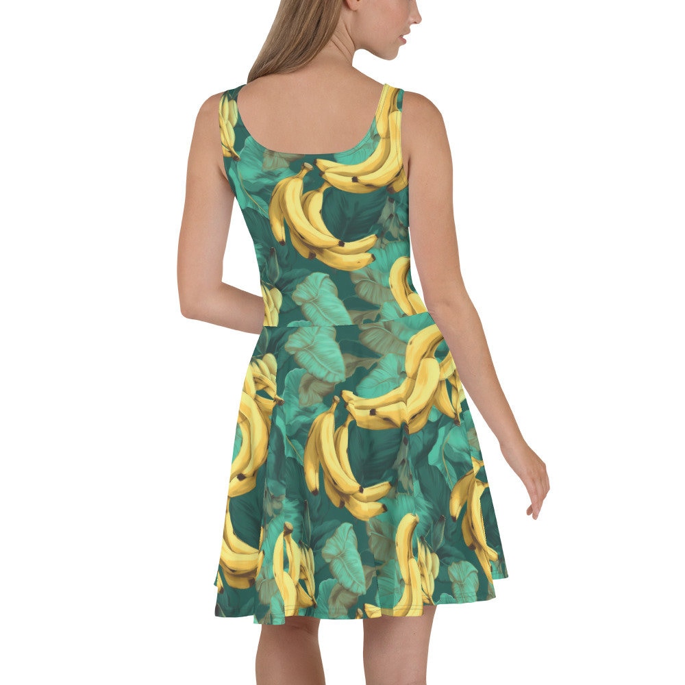 tropical-bliss-yellow-banana-print-sundress-skater-dress-etsy