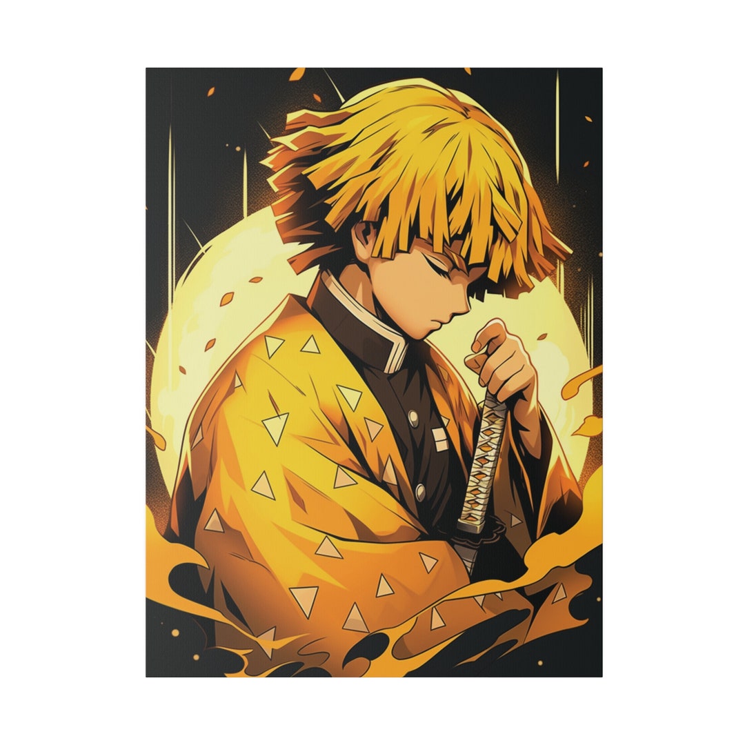 Zenitsu Agatsuma Thunder Breathing Canvas Art Demon Slayer Inspired ...