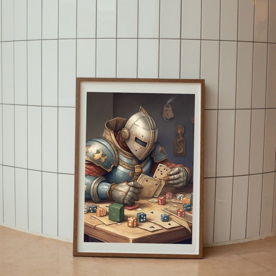 Fantasy Knight Wall Art Printable Medieval Knight Art Print Tabletop Gaming Decor DND Inspired Wall Art Digital Download