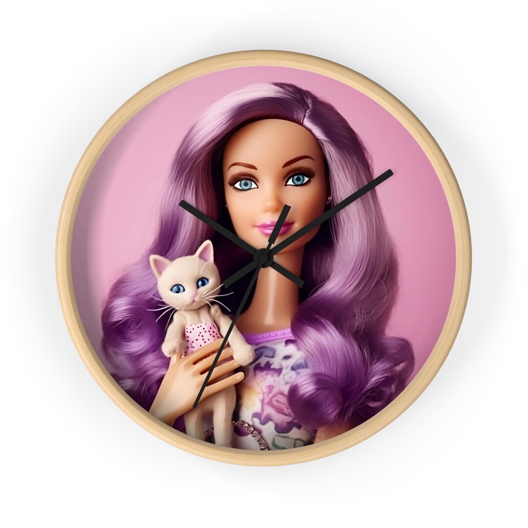 Pink Wall Clock Cat Themed Wall Decor Cat Themed Wall Clock Etsy