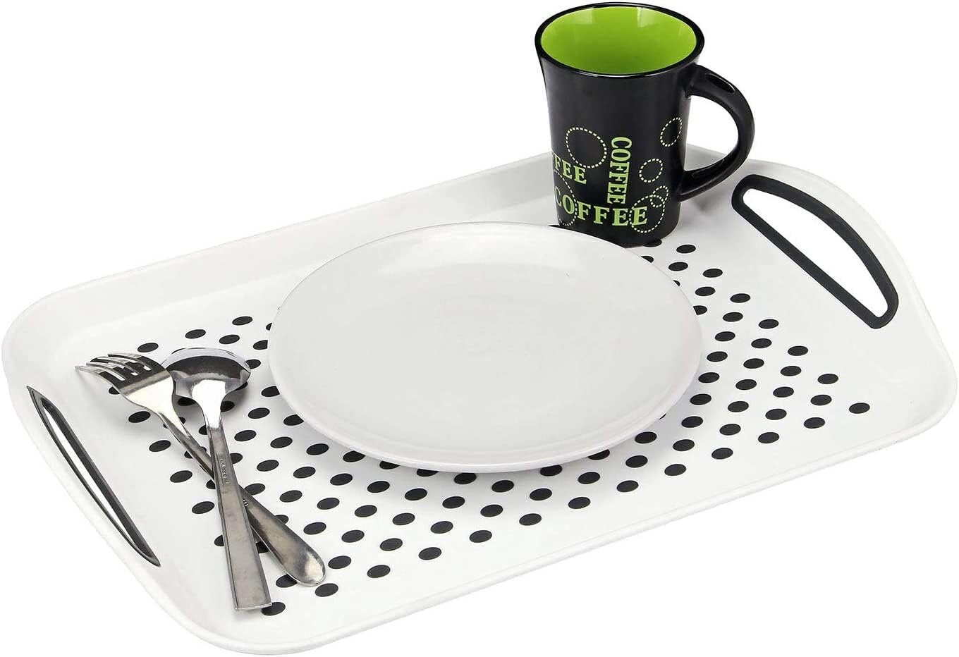 3 Pack Polka Dot Large Anti Slip Serving Trays for Dinner Drinks Meals