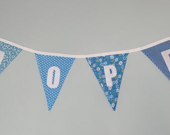 personalised handmade bunting, 1st birthday, new baby, gift, baby shower, flags, bunting, decor, nursery, children’s room, name